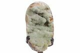 Sparkling Green Prasiolite Quartz Formation on Metal Stand #357197-1